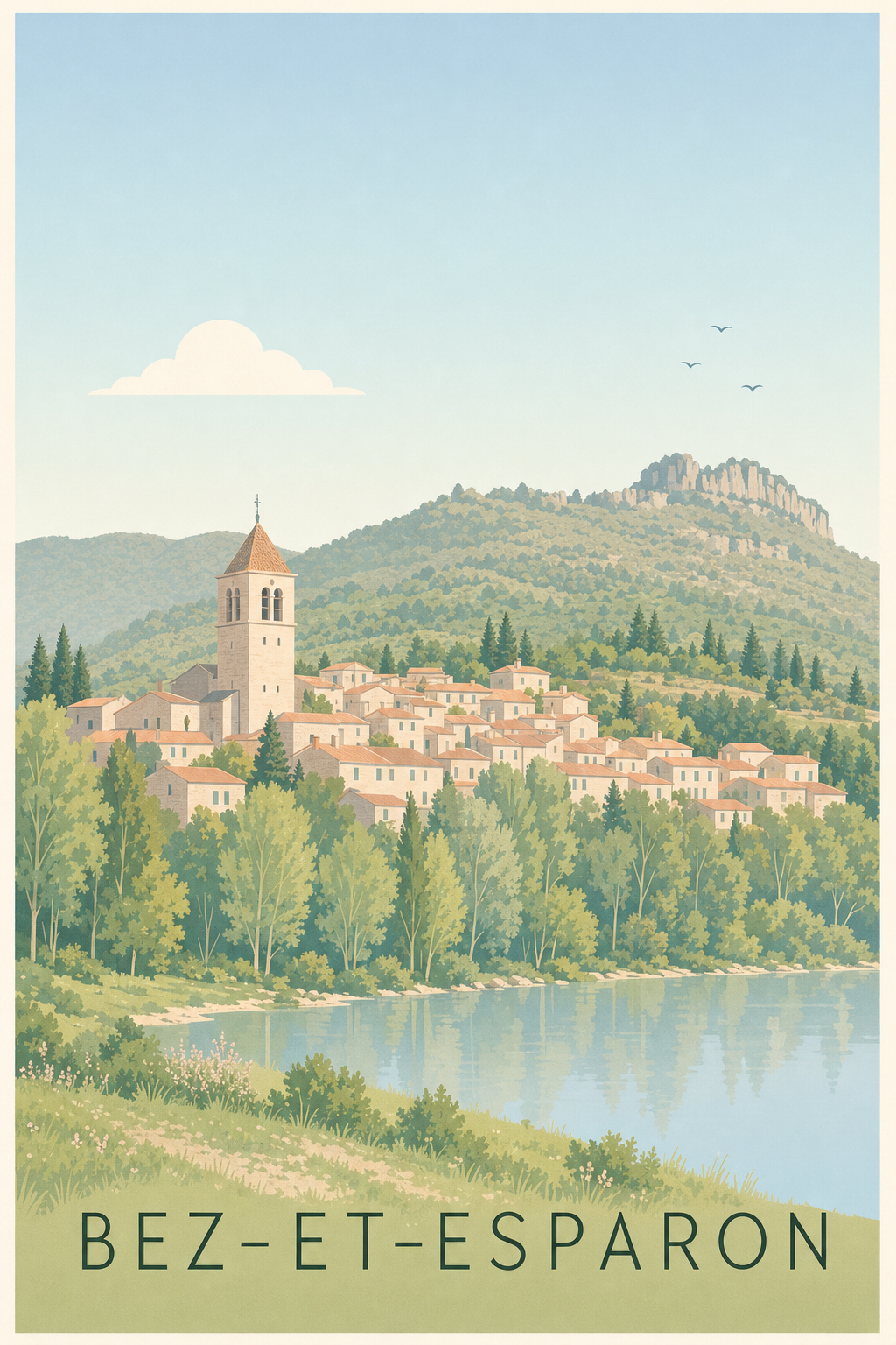 Affiche de Bez-et-Esparon, poster village du Gard