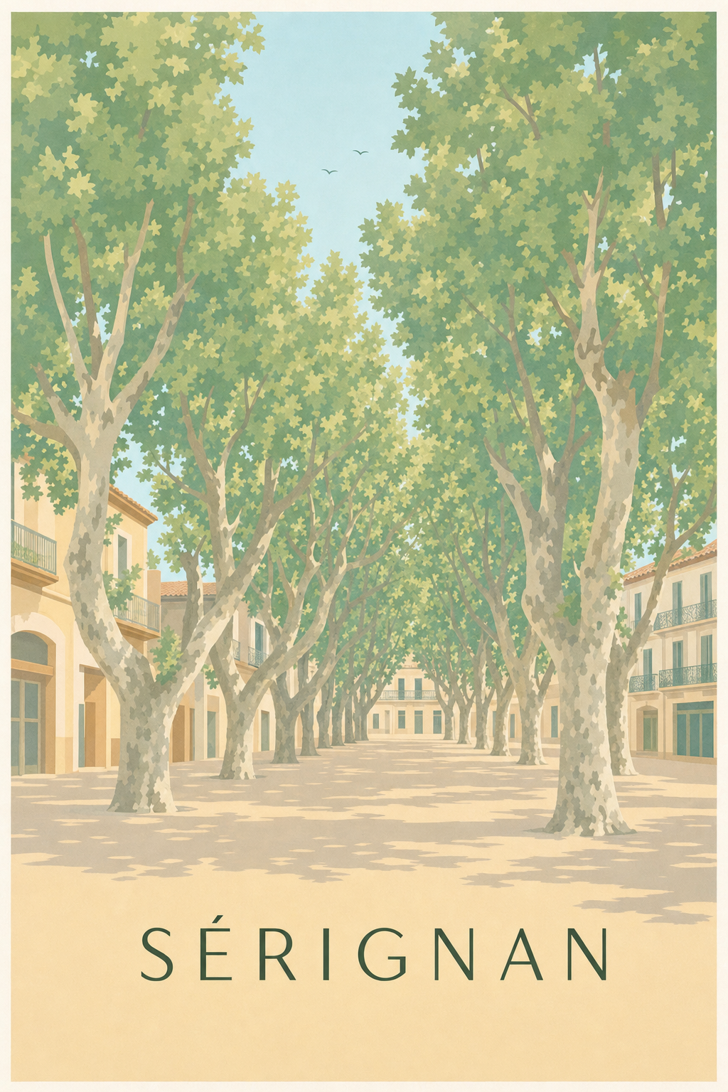 Affiche Sérignan, poster village de l'Hérault