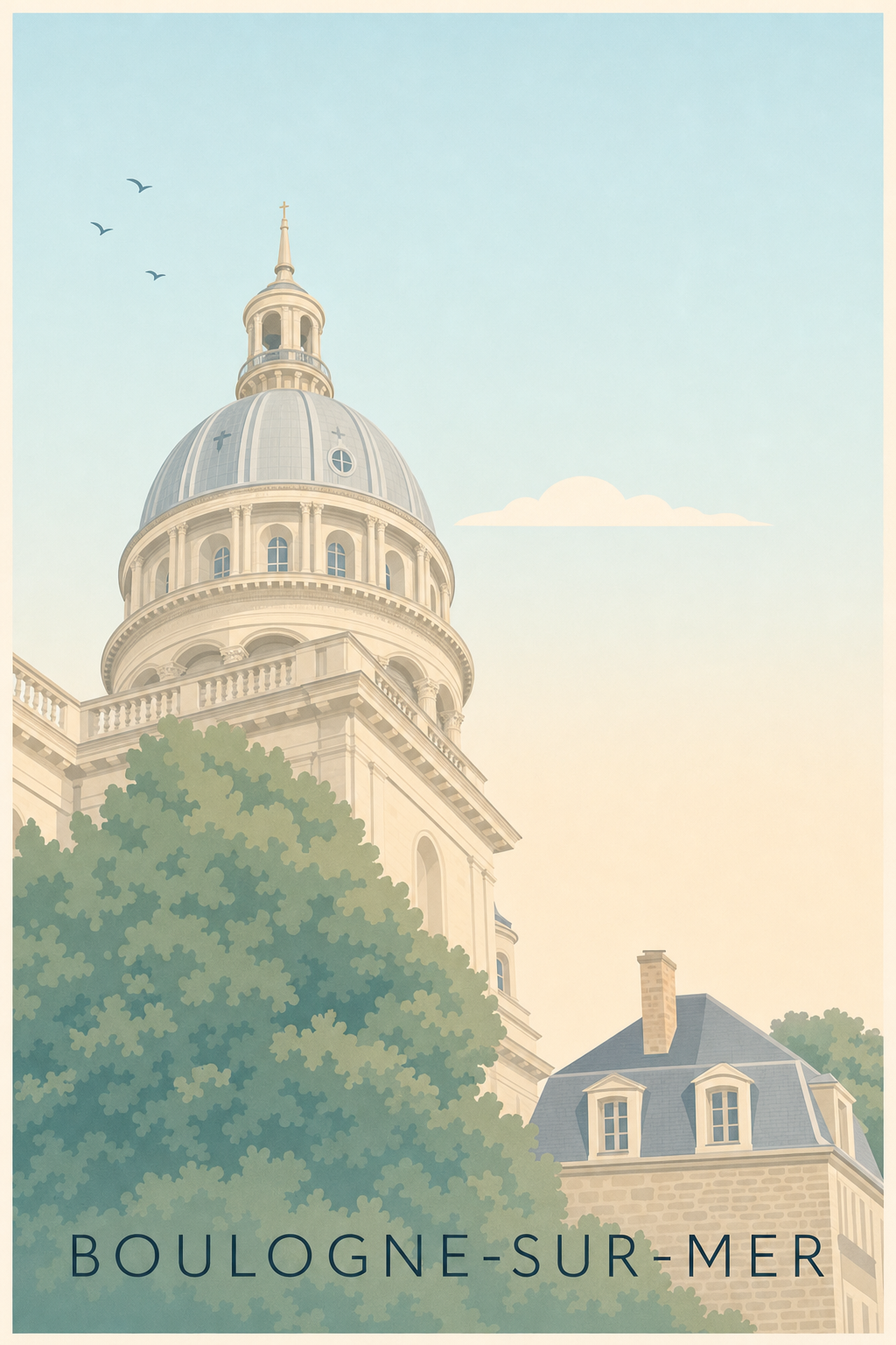 Affiche de Boulogne-sur-Mer, poster dôme cathédrale