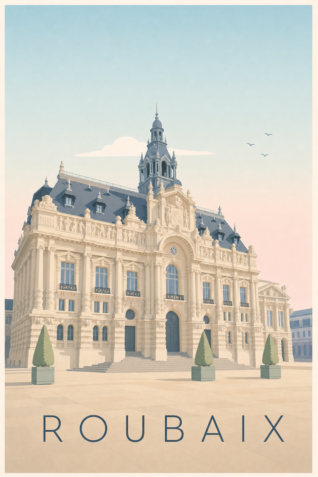 Affiche de Roubaix, poster hôtel de ville