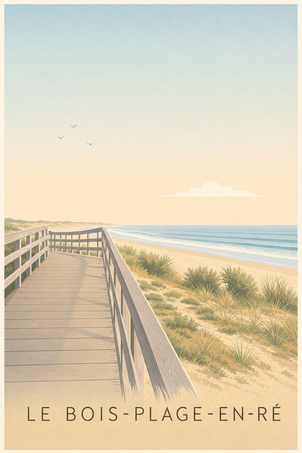 Affiche Le Bois-Plage-en-Ré, poster ponton de plage