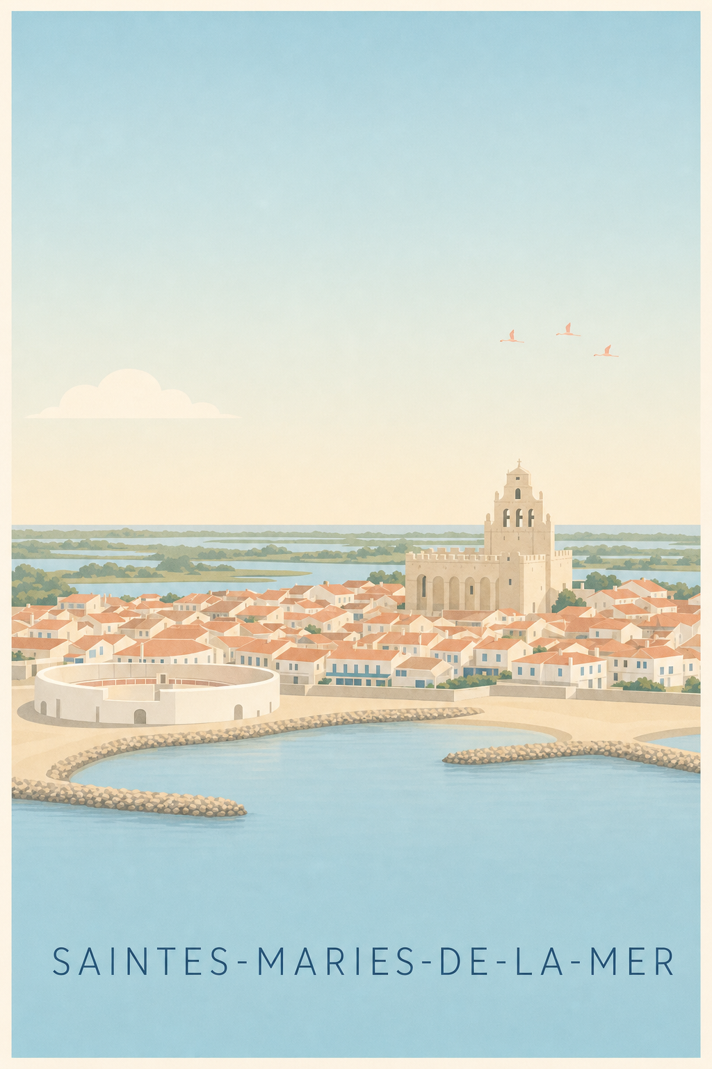 Affiche des Saintes-Maries-de-la-Mer, poster Camargue