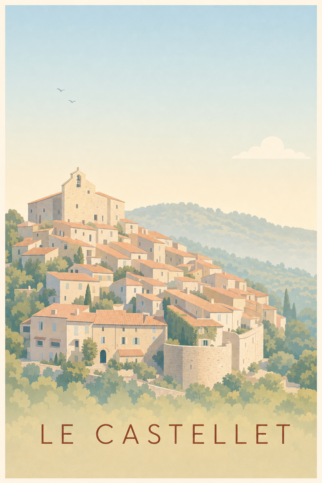 Affiche du Castellet, poster village perché du Var