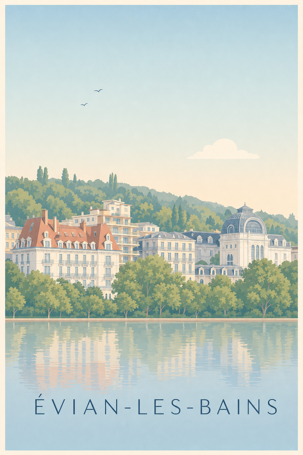 Affiche d'Évian-les-Bains, poster Buvette Cachat