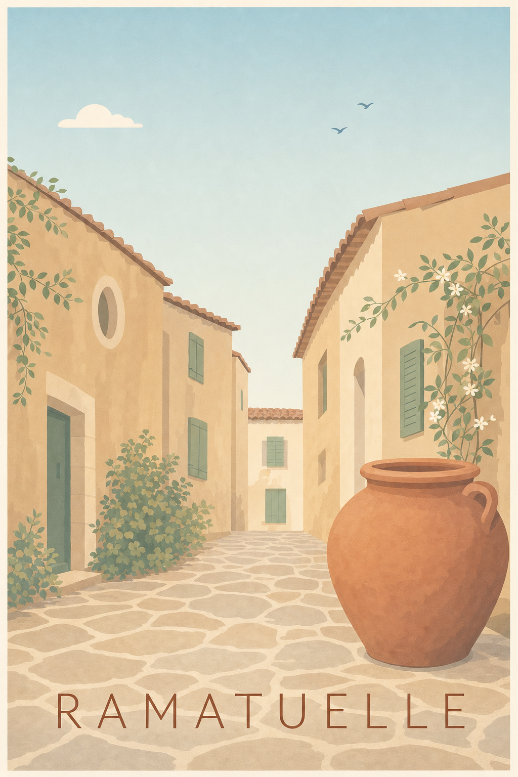 Affiche de Ramatuelle, poster ruelle provençale