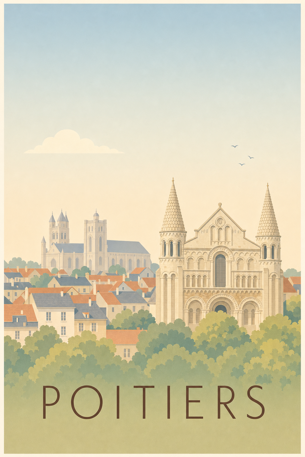 Affiche de Poitiers, poster église romane