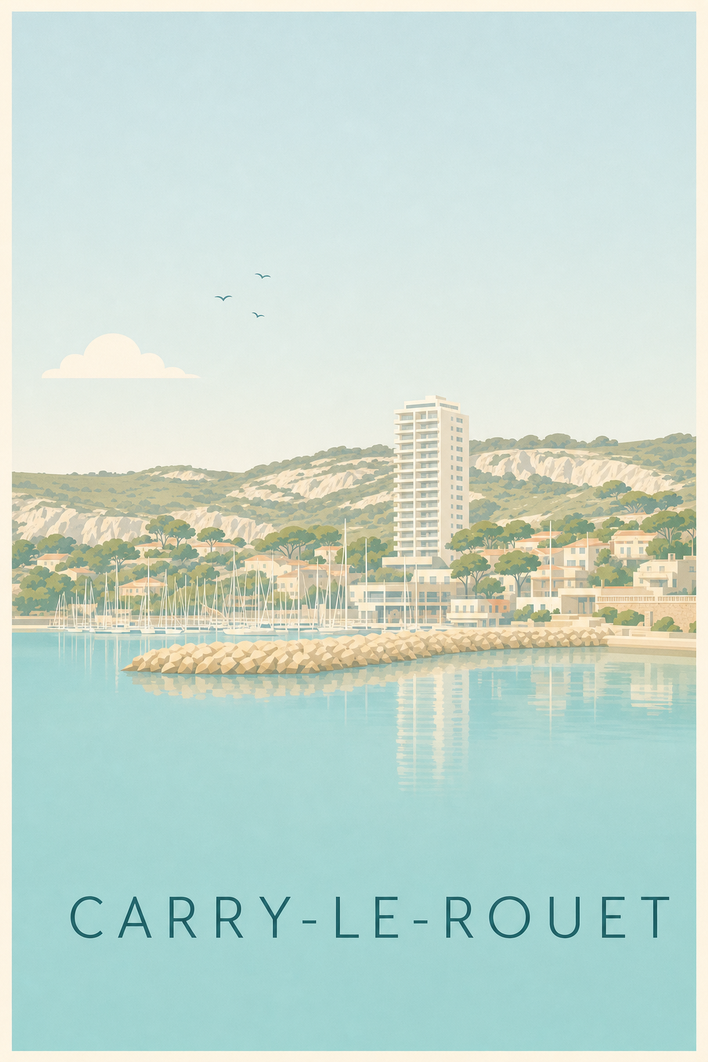 Affiche de Carry-le-Rouet, poster pins et mer
