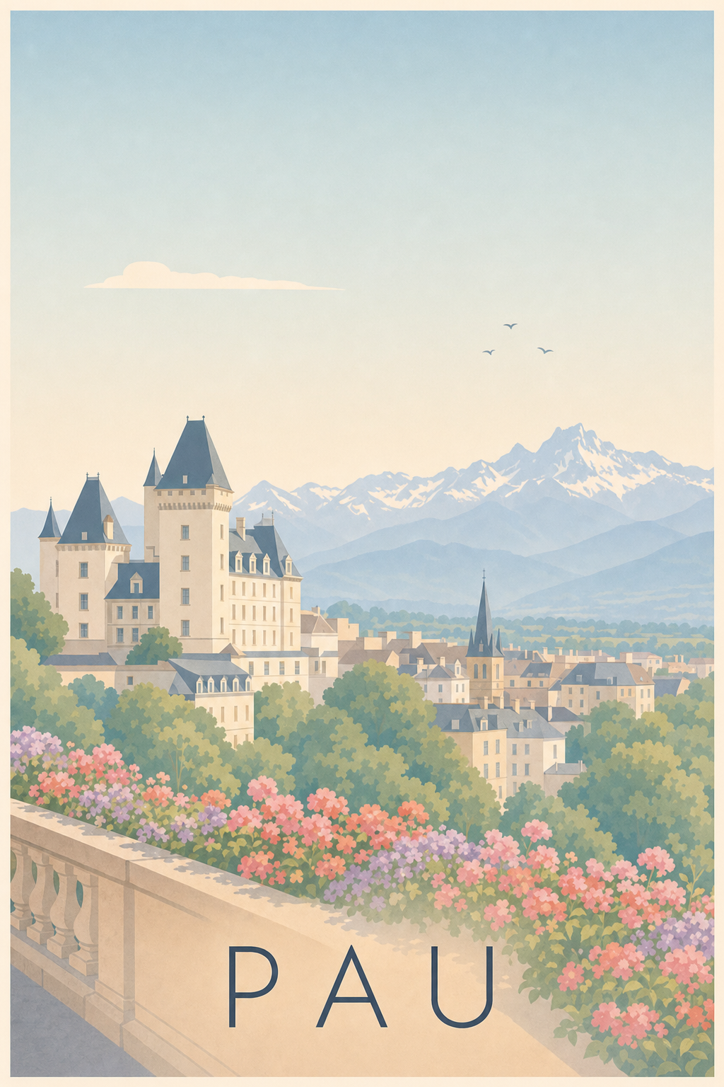 Affiche de Pau, poster du Boulevard des Pyrénées
