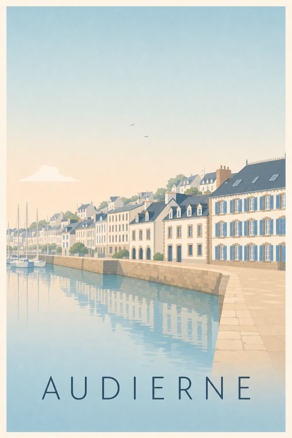 Affiche d'Audierne, poster façades du port