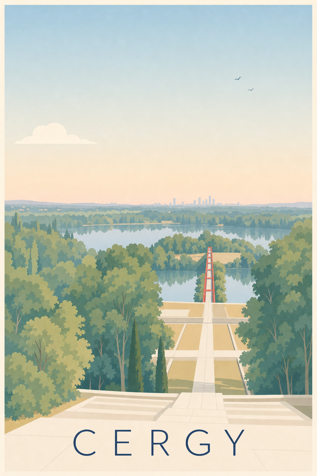Affiche de Cergy, poster passerelle rouge