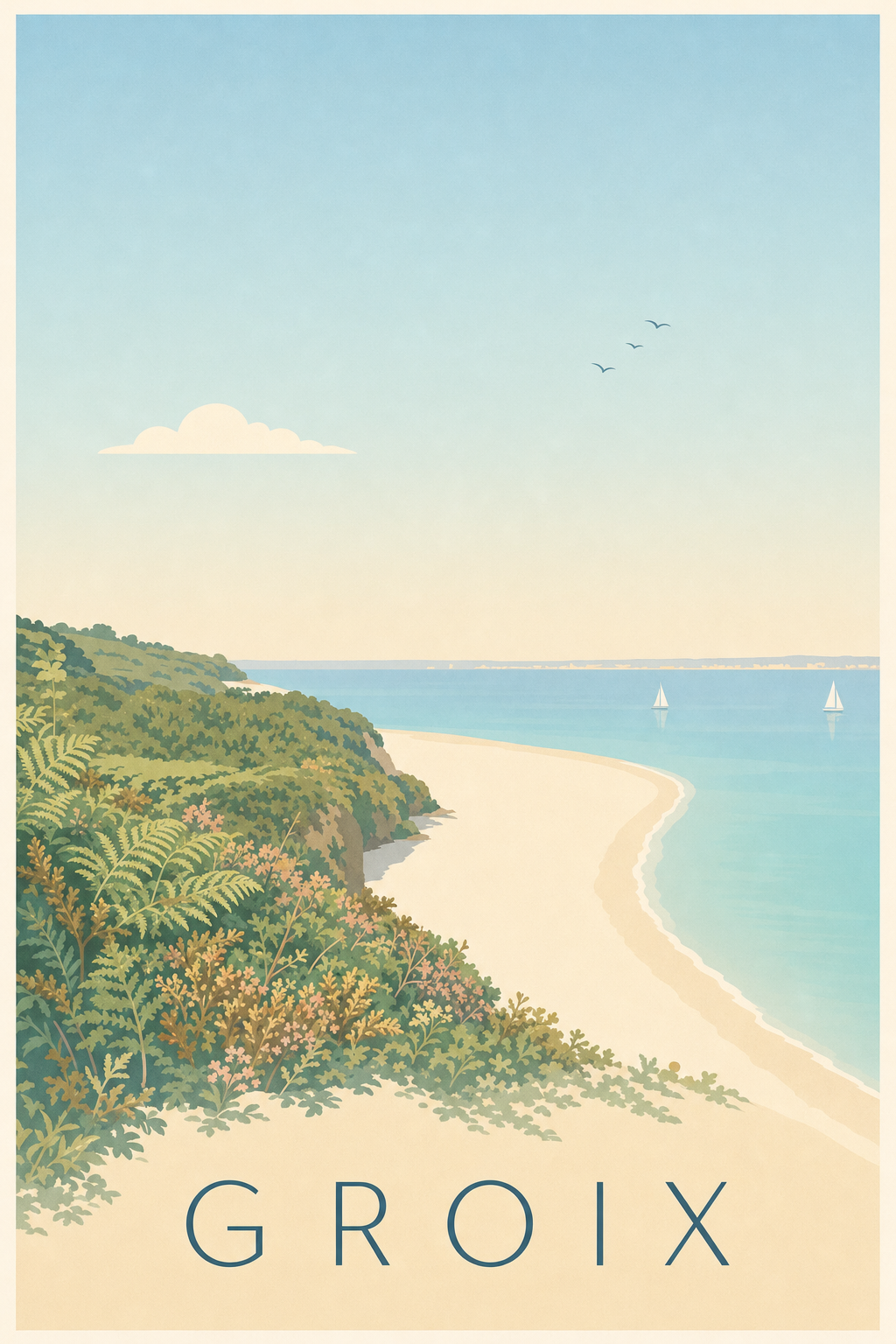 Affiche de Groix, poster de la plage convexe