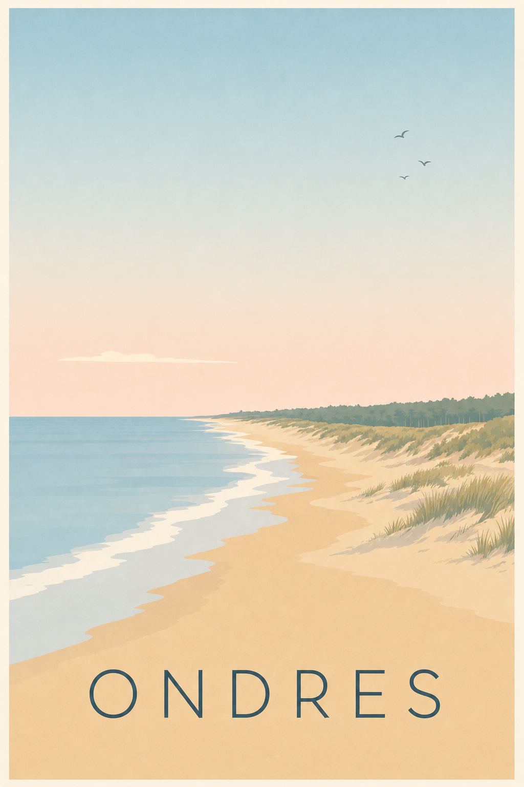 Affiche d’Ondres, poster plage des Landes