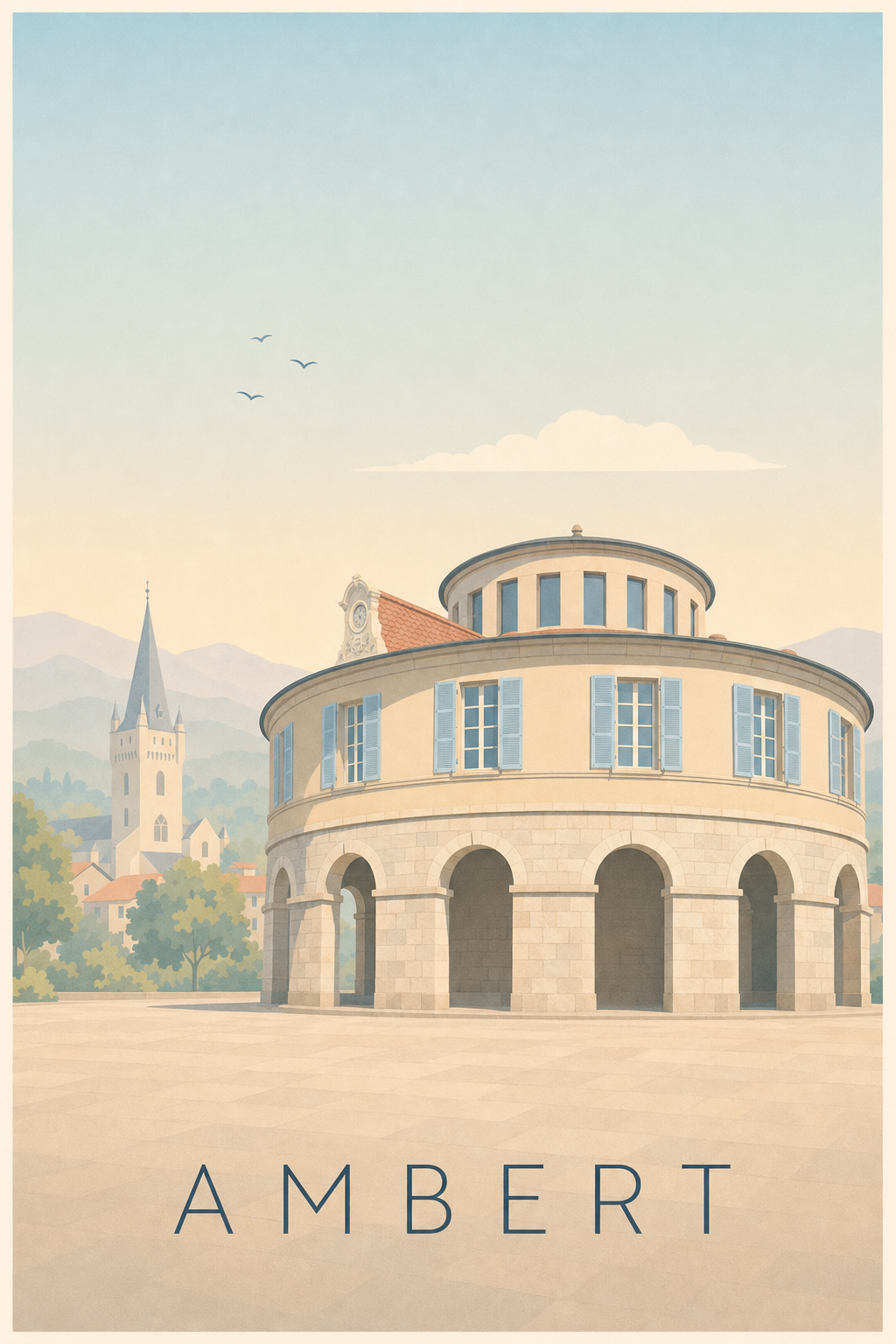 Poster d'Ambert, affiche mairie ronde