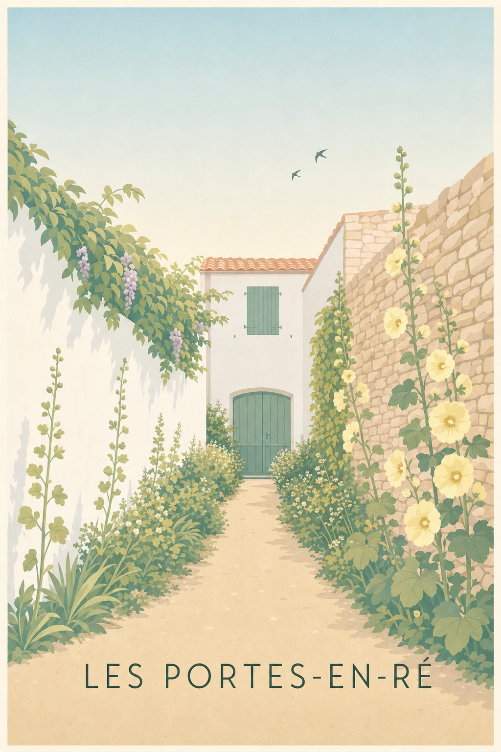 Affiche des Portes-en-Ré, poster village Île de Ré
