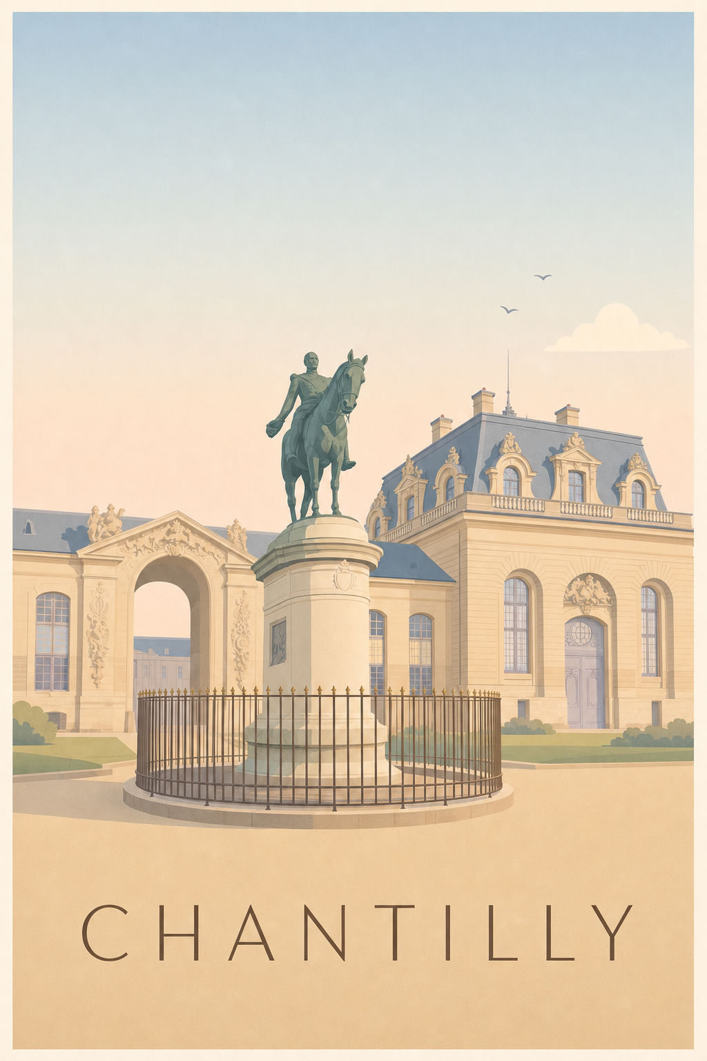 Affiche de Chantilly, la statue équestre
