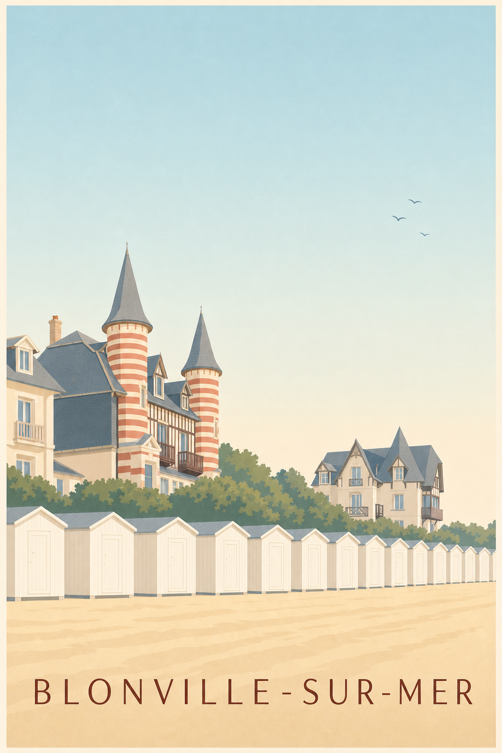 Affiche de Blonville-sur-Mer, poster plage normande