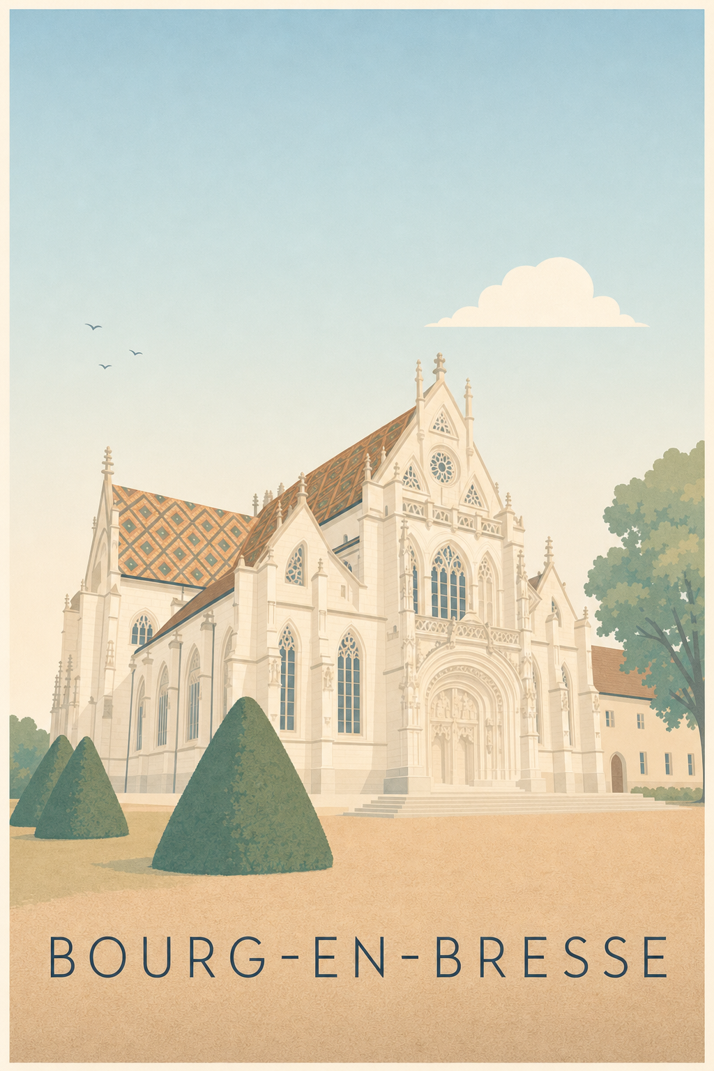 Affiche de Bourg-en-Bresse, poster toit en tuiles vernissées