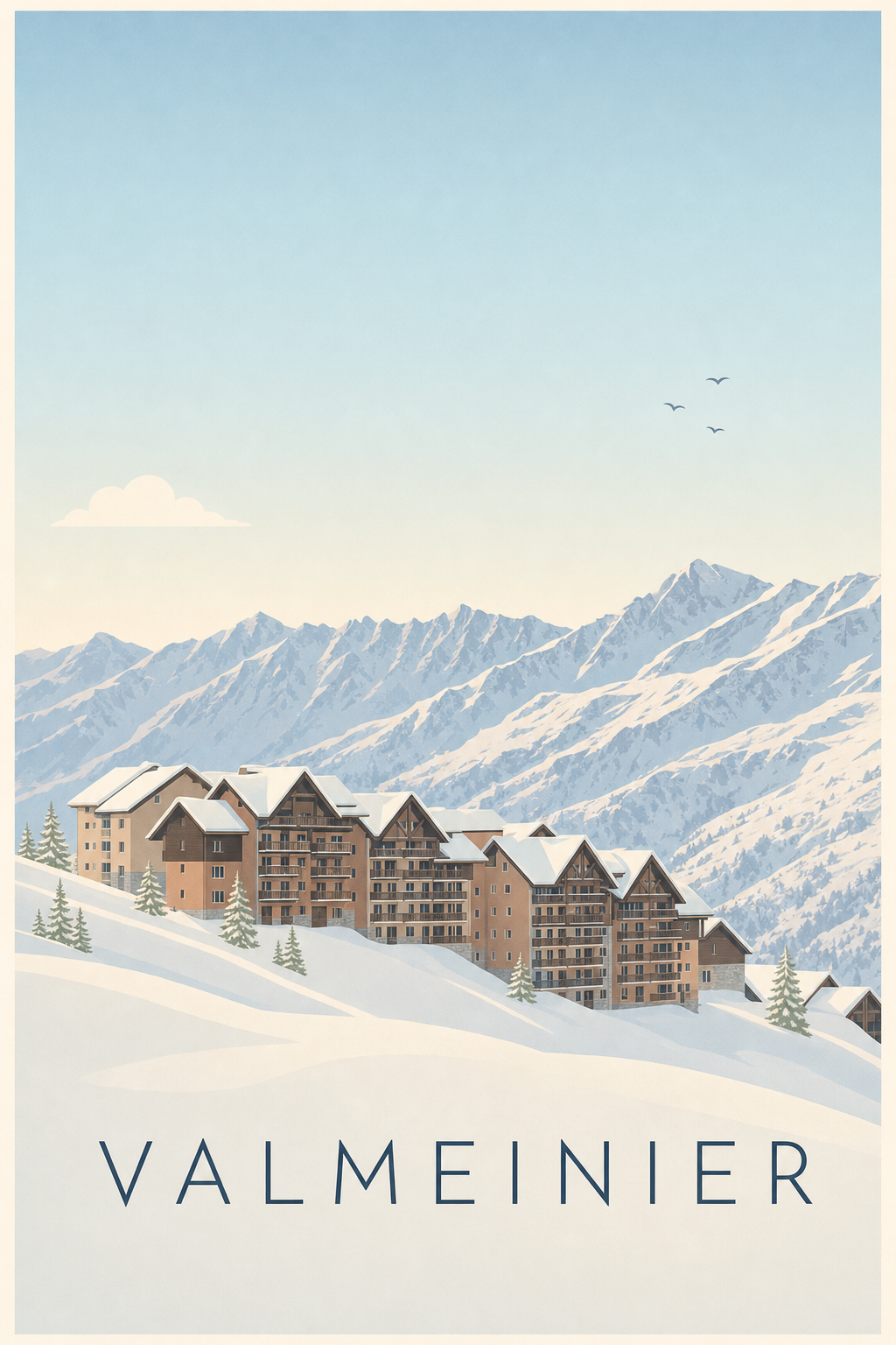 Affiche de Valmeinier, poster chalets de Savoie