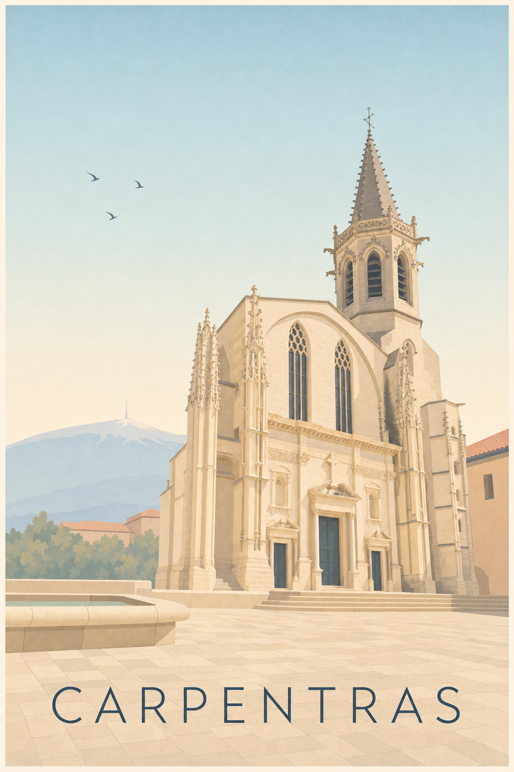 Affiche Carpentras, poster cathédrale Saint-Siffrein