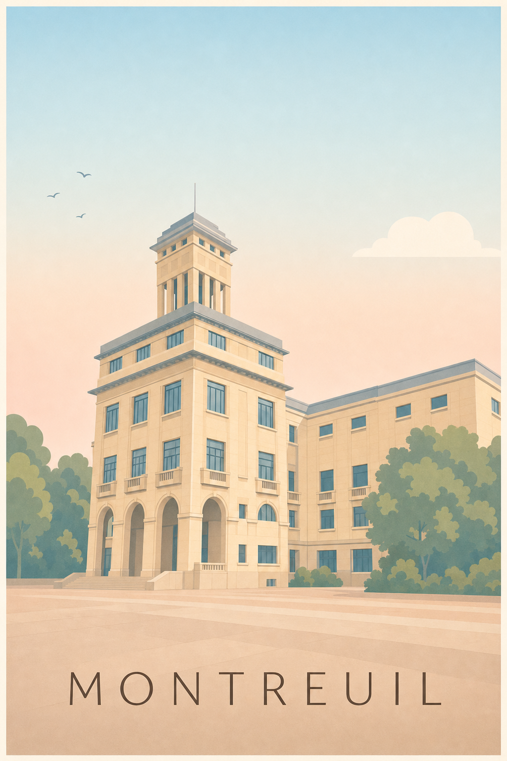 Affiche de Montreuil, poster hôtel de ville