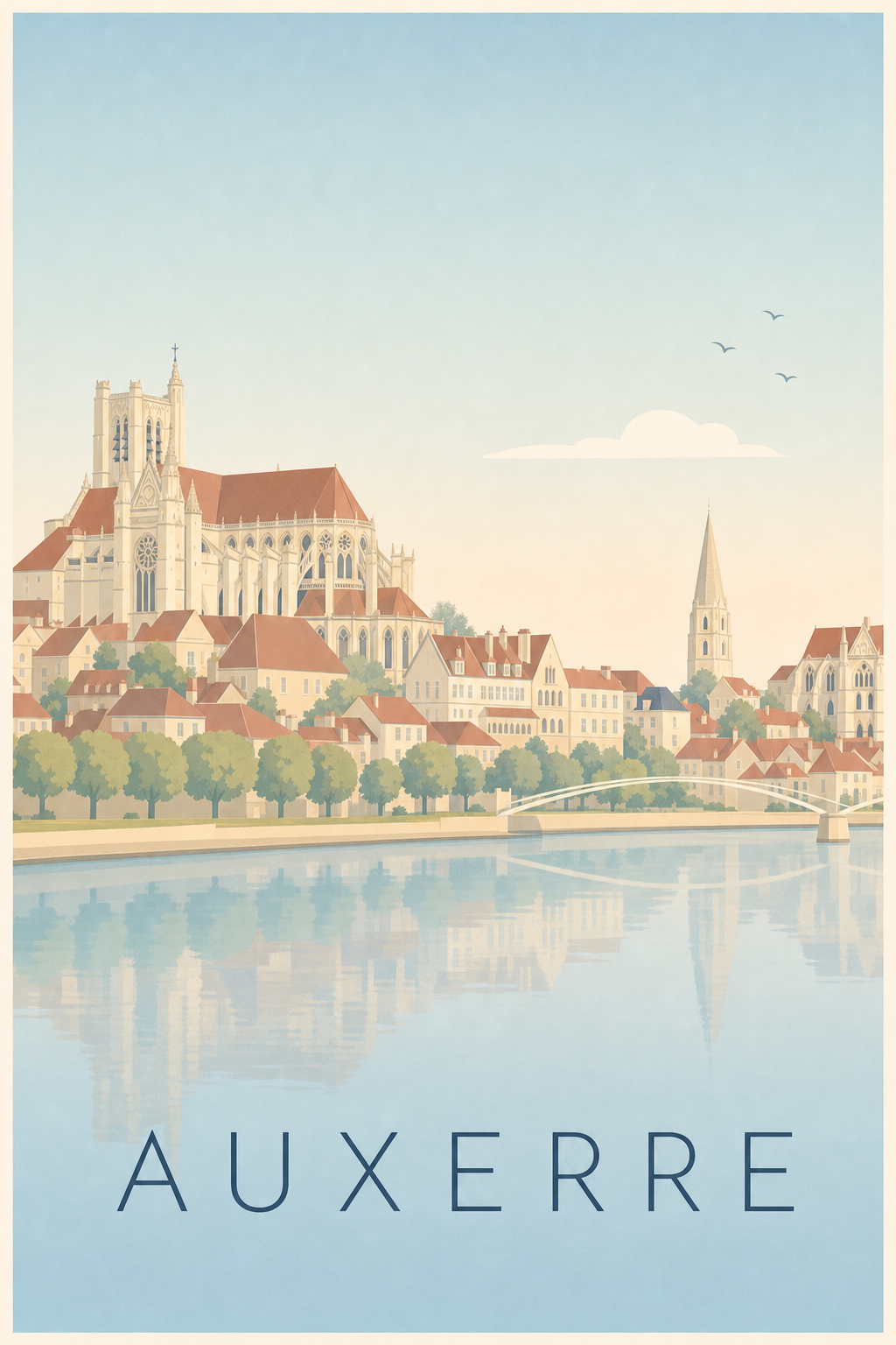 Affiche d'Auxerre, poster cathédrale Saint-Étienne
