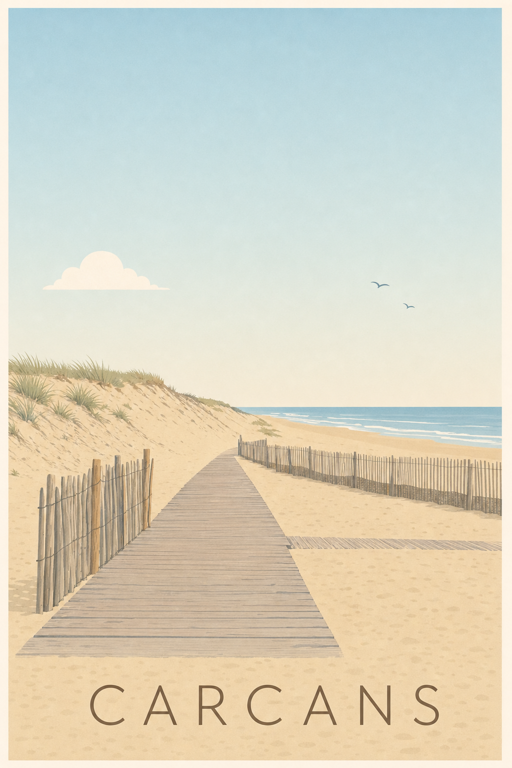 Affiche de Carcans, poster chemin des dunes