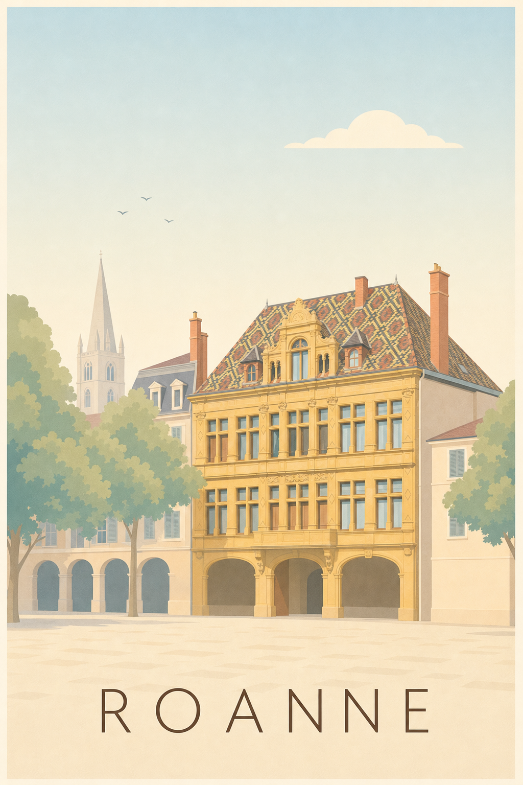 Affiche de Roanne, poster Maison à pans de bois