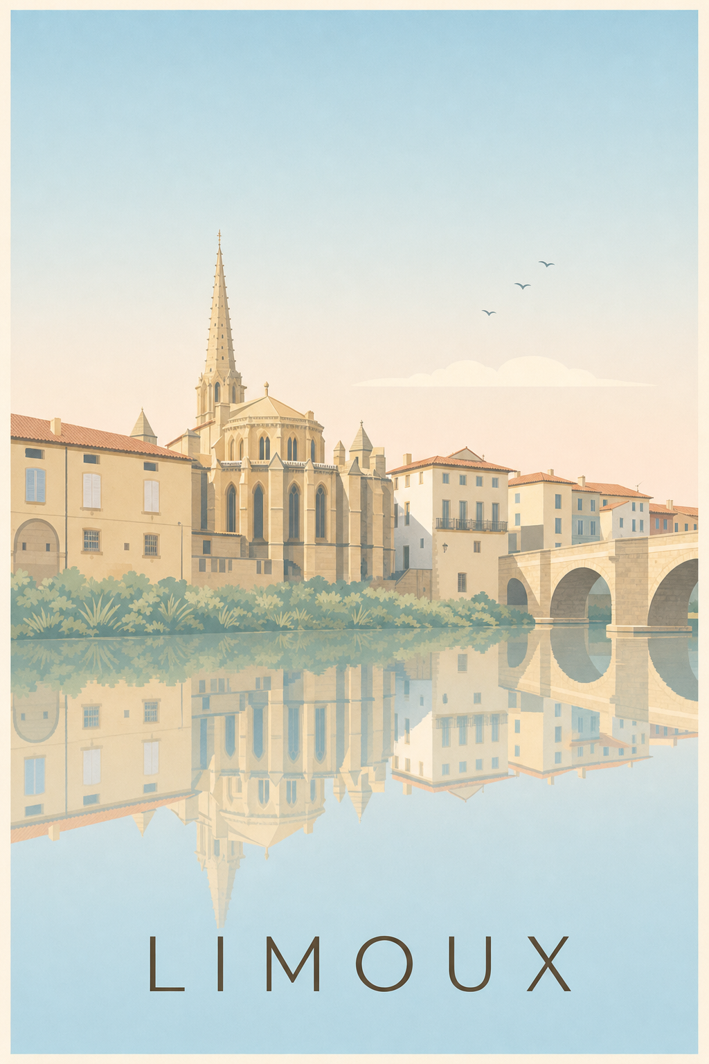 Affiche de Limoux, poster le Pont Neuf