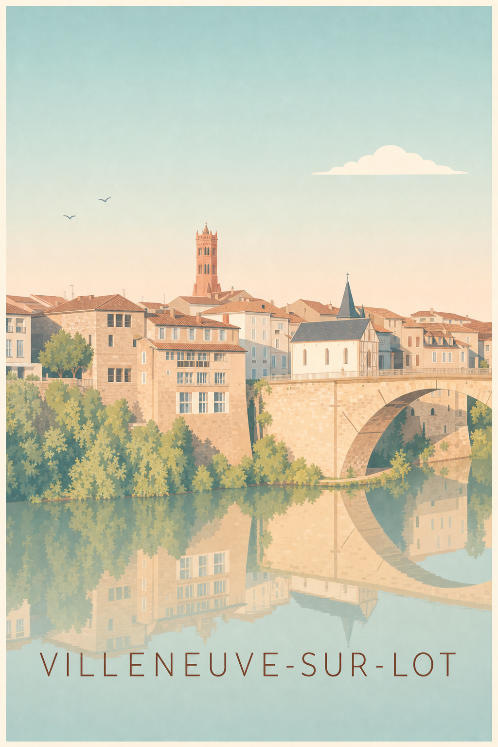 Affiche de Villeneuve-sur-Lot, poster Pont Vieux