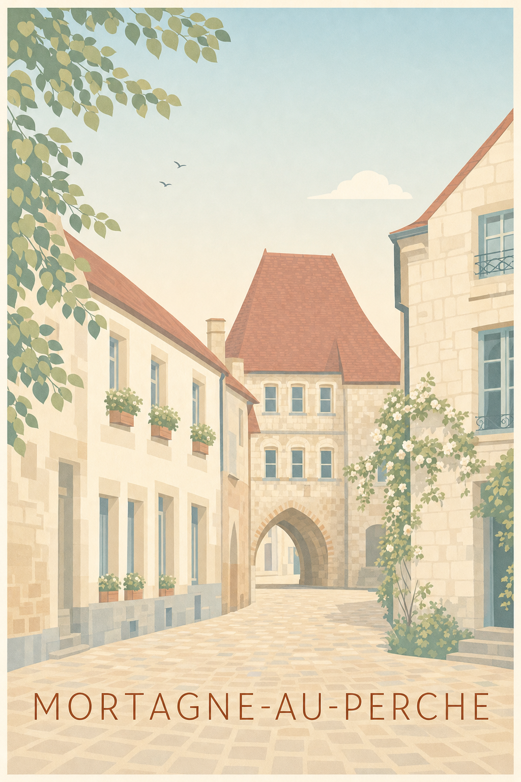 Affiche de Mortagne-au-Perche, poster du porche médiéval