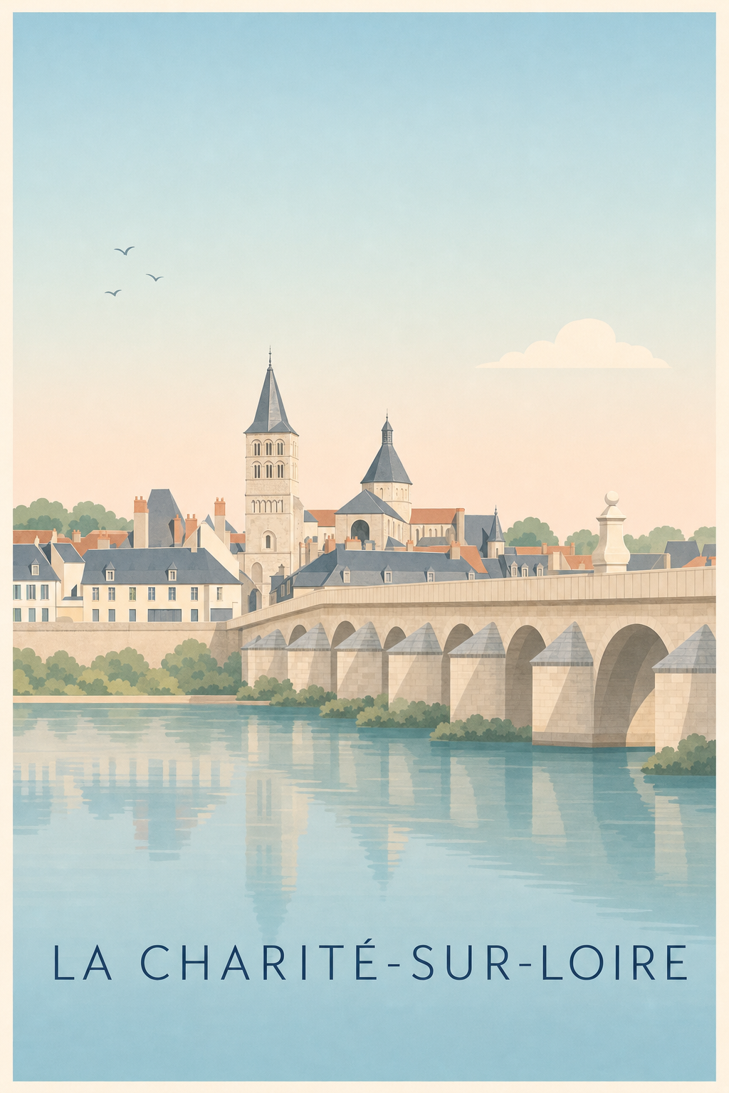 Affiche La Charité-sur-Loire, poster pont en pierre