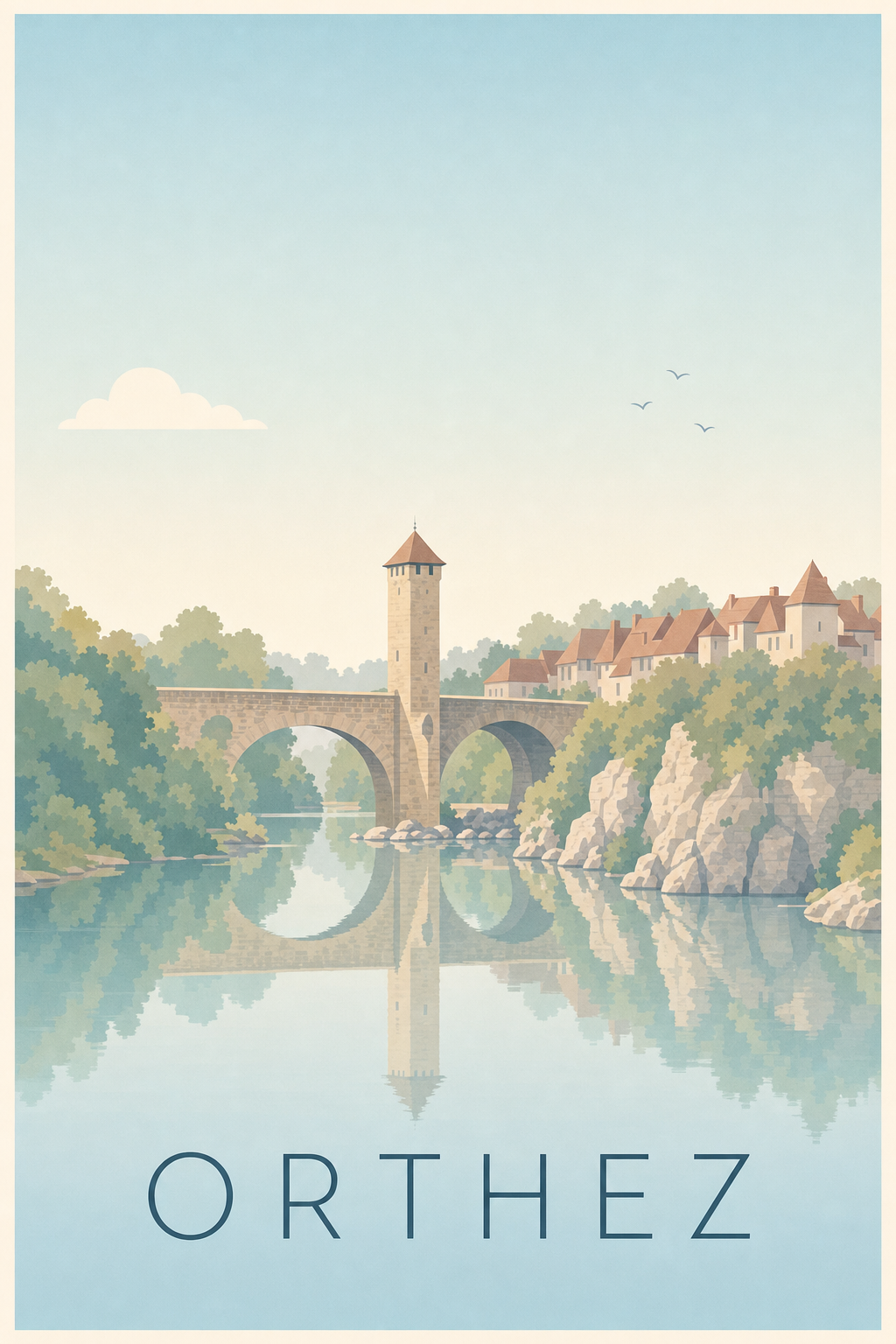Affiche d'Orthez, Pont Vieux du Béarn