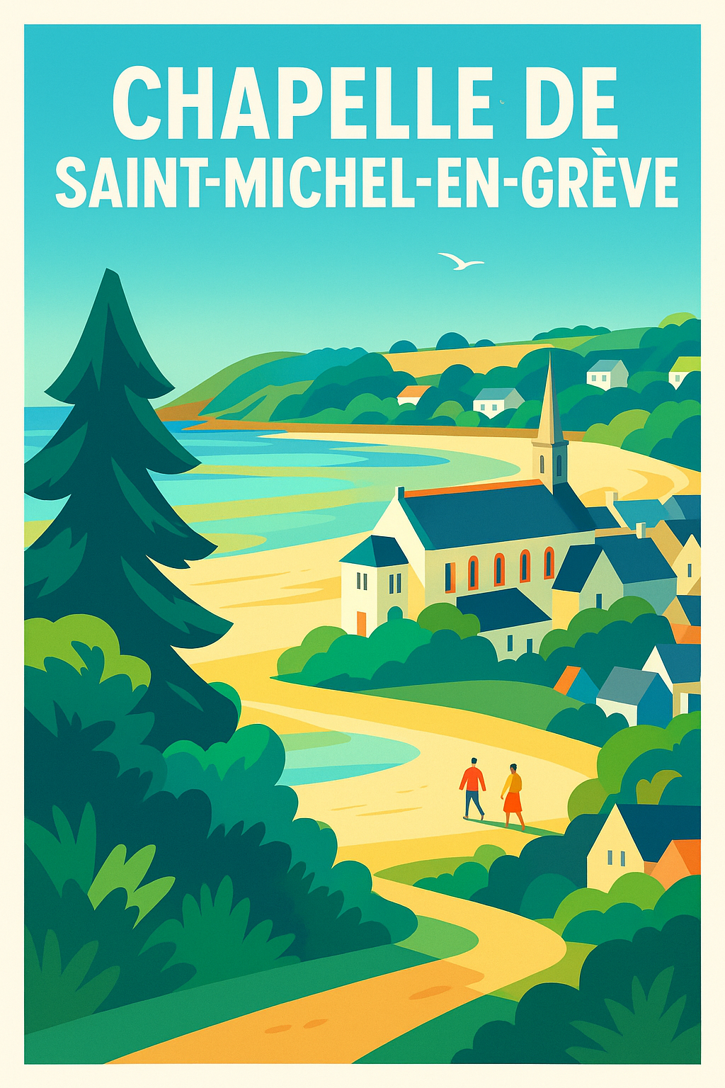 Affiche de Saint-Michel-en-Grève - L'essence de la côte bretonne en couleurs