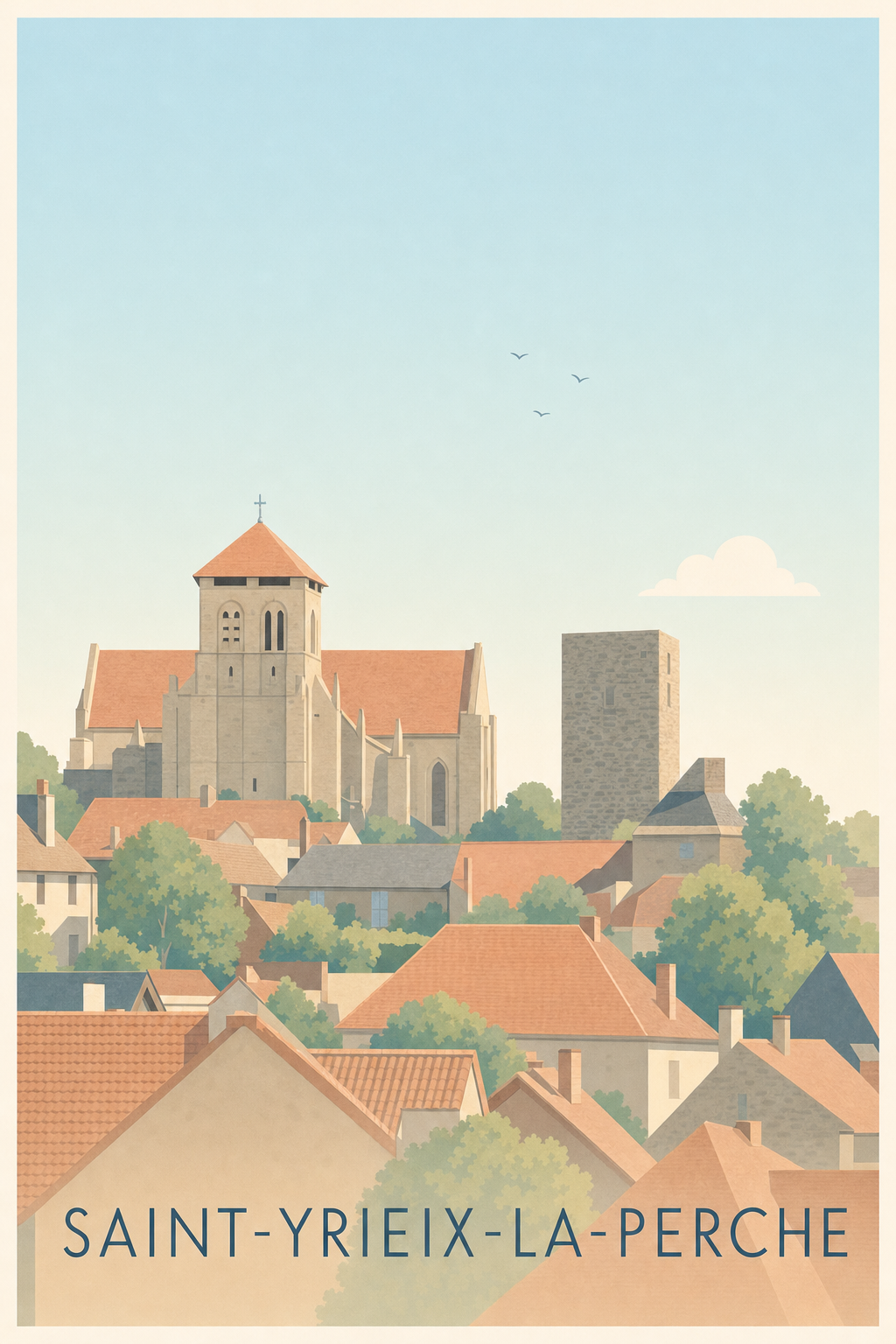 Affiche de Saint-Yrieix-la-Perche, poster collégiale