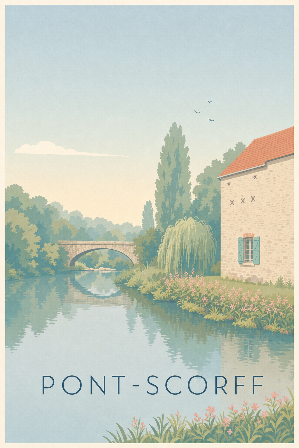 Affiche de Pont-Scorff, poster du vieux moulin