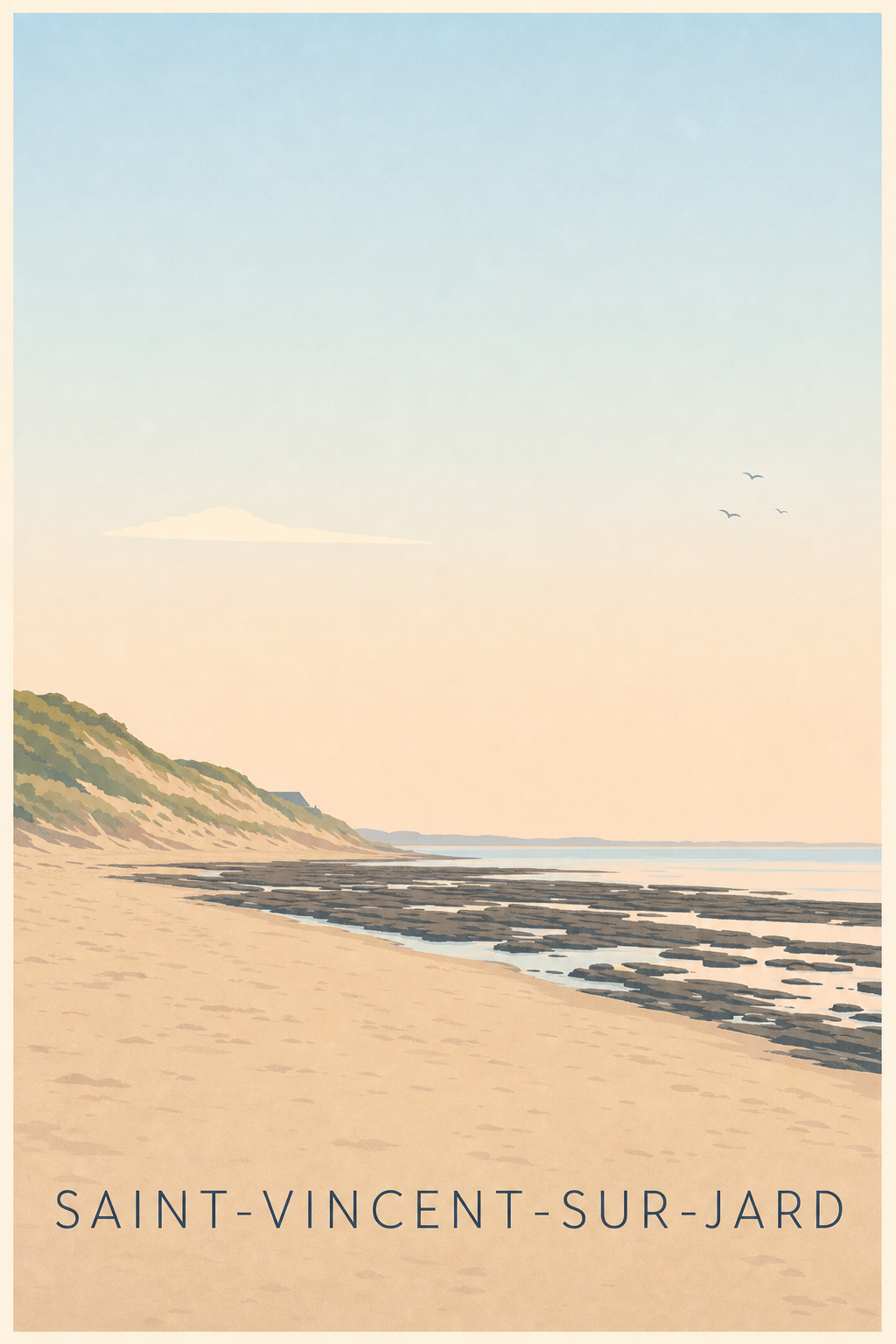 Affiche Saint-Vincent-sur-Jard, poster plage Vendée