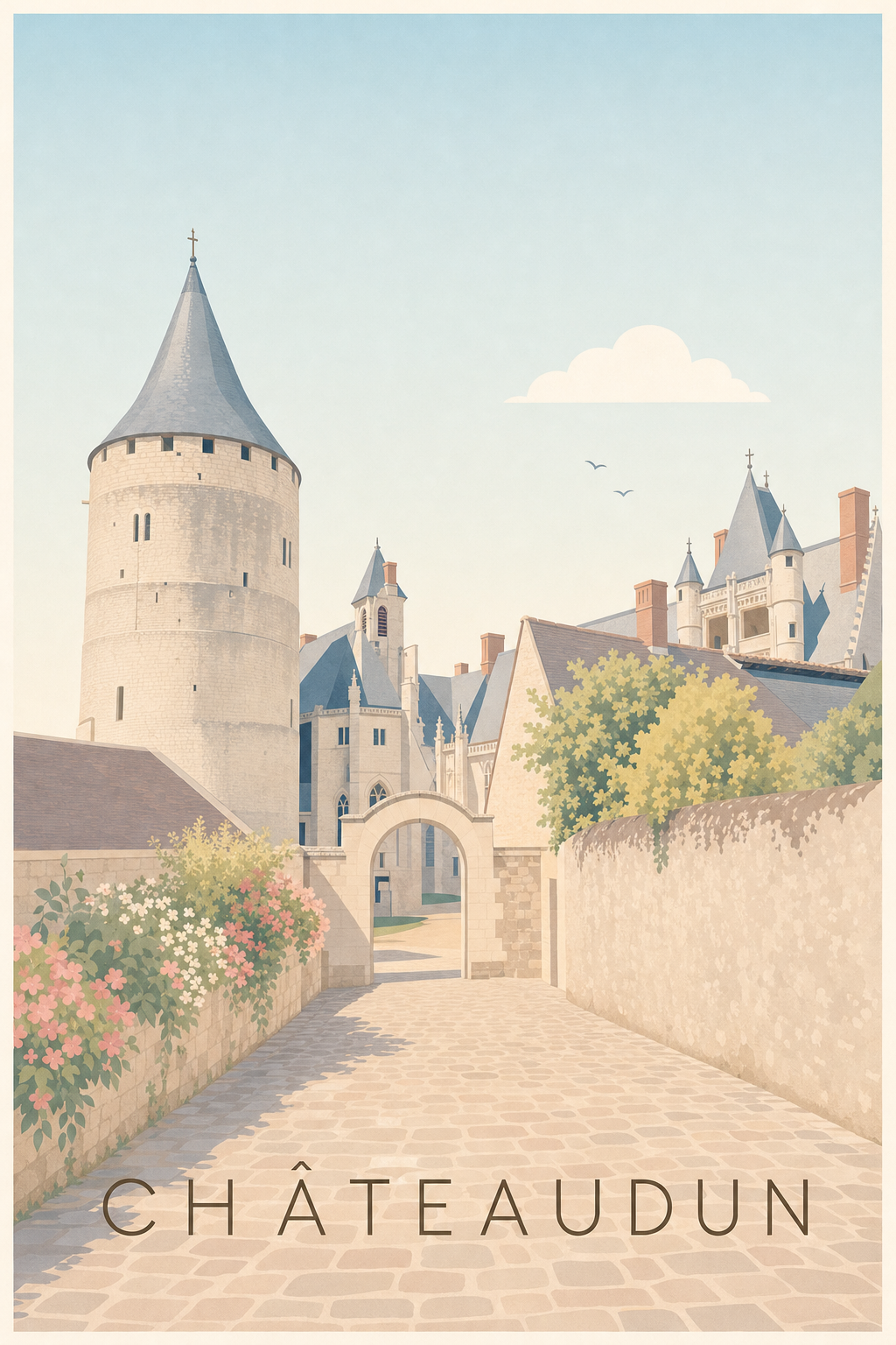 Affiche de Châteaudun, poster donjon médiéval