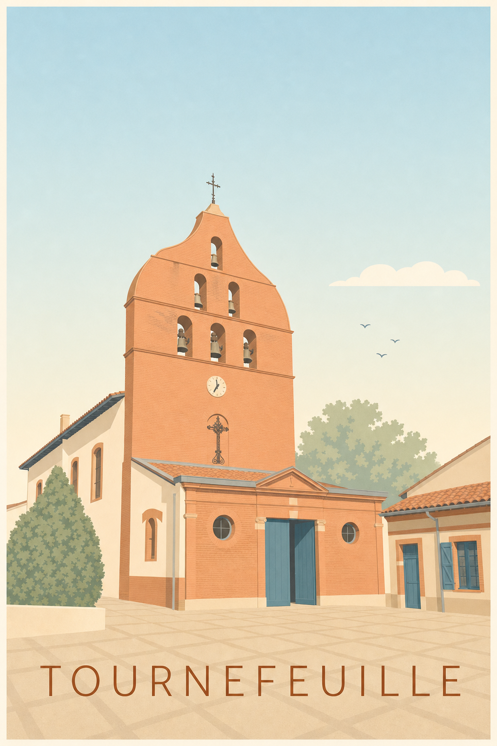 Affiche de Tournefeuille, poster église occitane