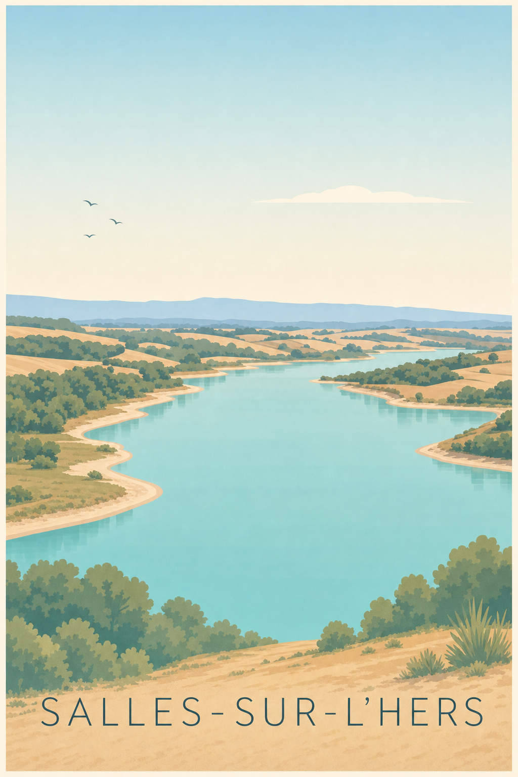 Affiche de Salles-sur-l'Hers, poster du lac de la Ganguise