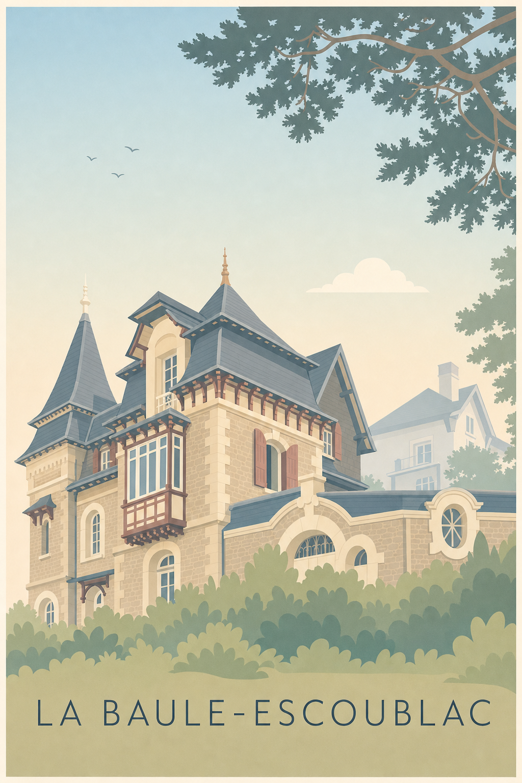 Affiche de La Baule, poster villa balnéaire