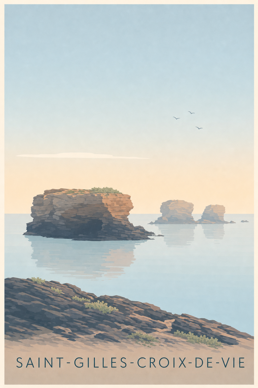 Affiche Saint-Gilles-Croix-de-Vie, poster Cinq Pineaux