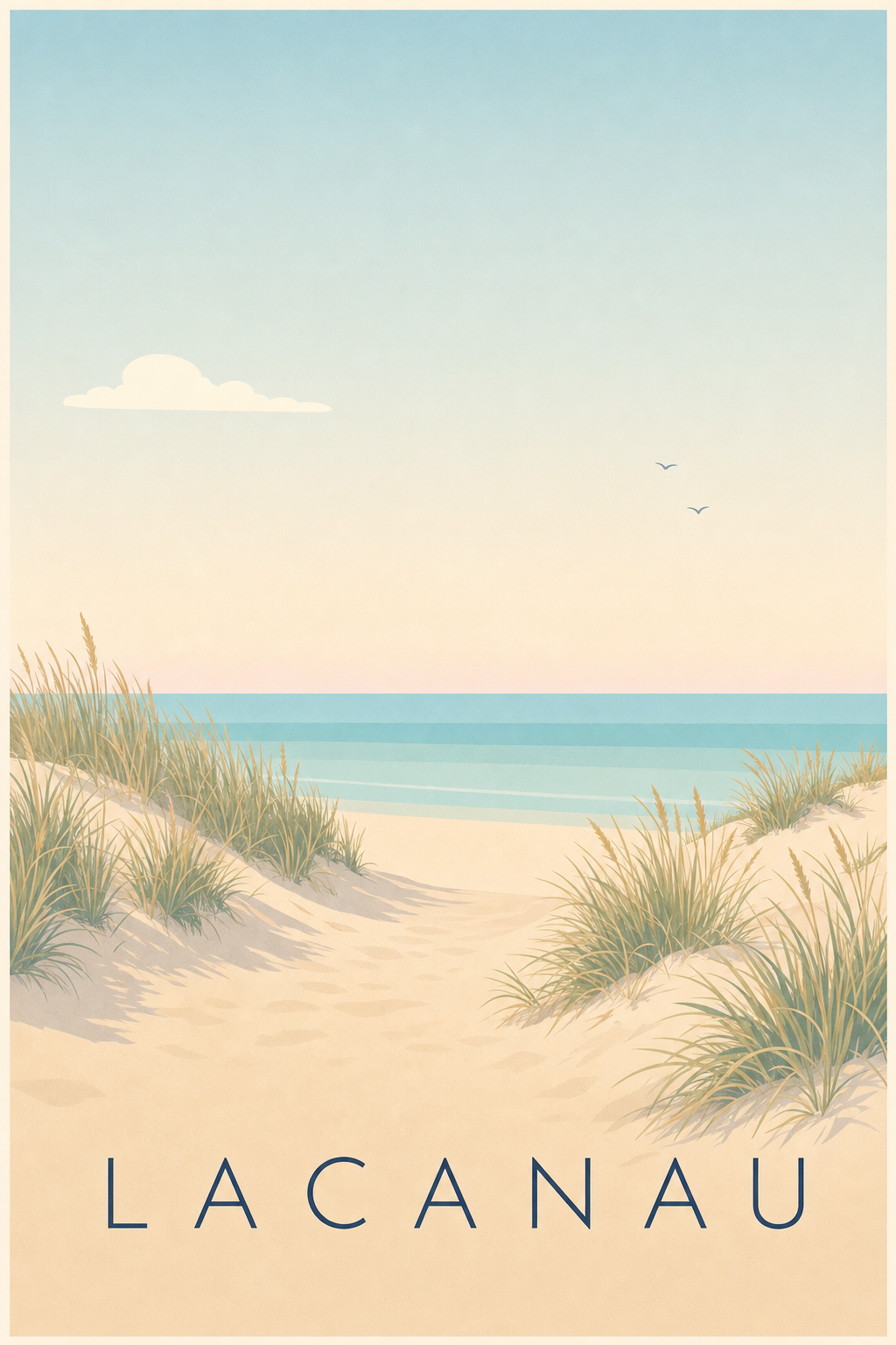 Affiche de Lacanau, poster vague et bunkers