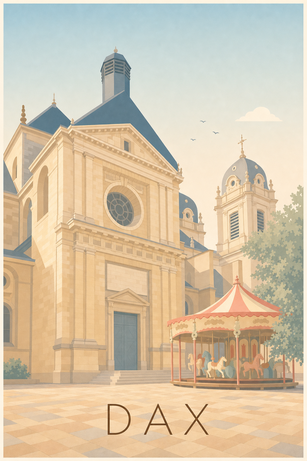 Affiche de Dax, poster avec manège rétro