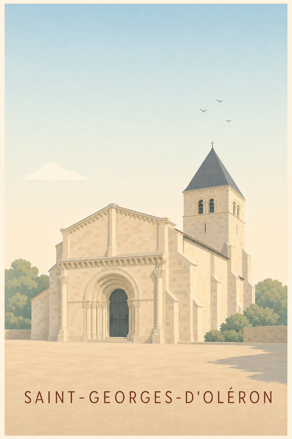 Affiche de Saint-Georges-d'Oléron, poster église romane
