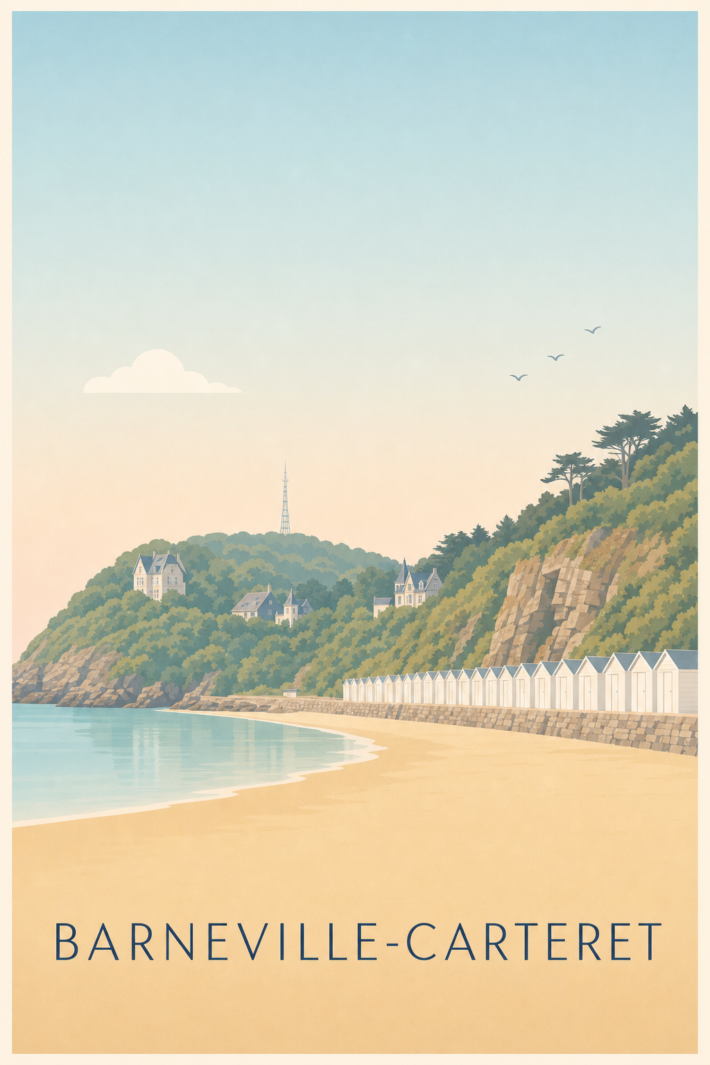 Poster de Barneville-Carteret, cabines de plage