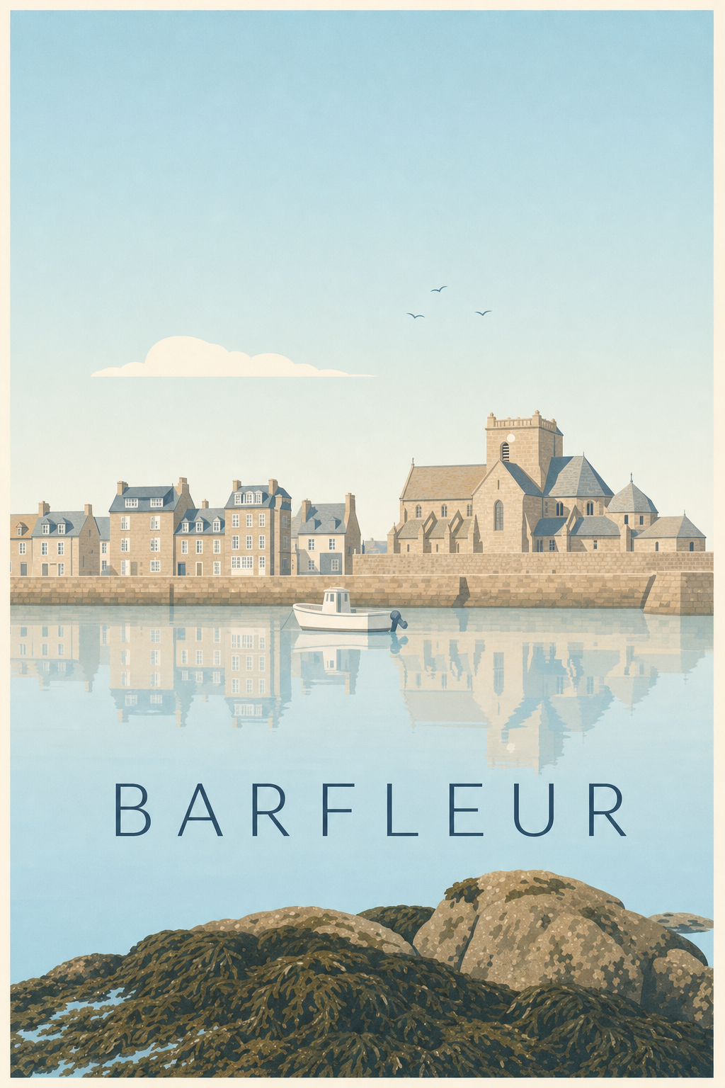 Affiche de Barfleur, poster village de Normandie