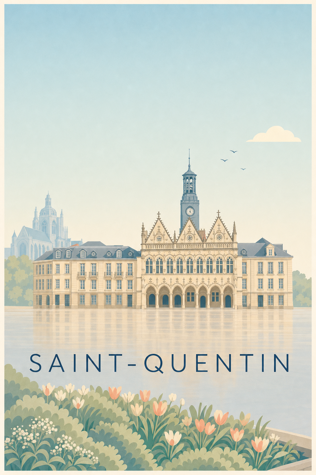 Affiche de Saint-Quentin, poster architecture Art déco