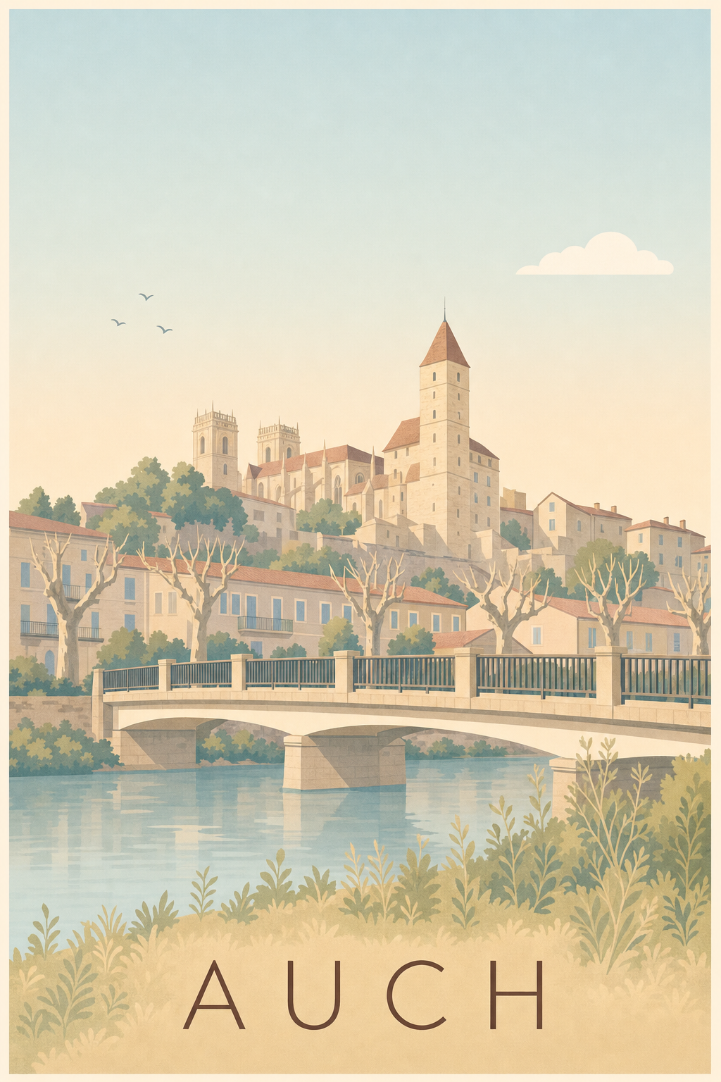 Affiche d'Auch, poster de la Cathédrale Sainte-Marie