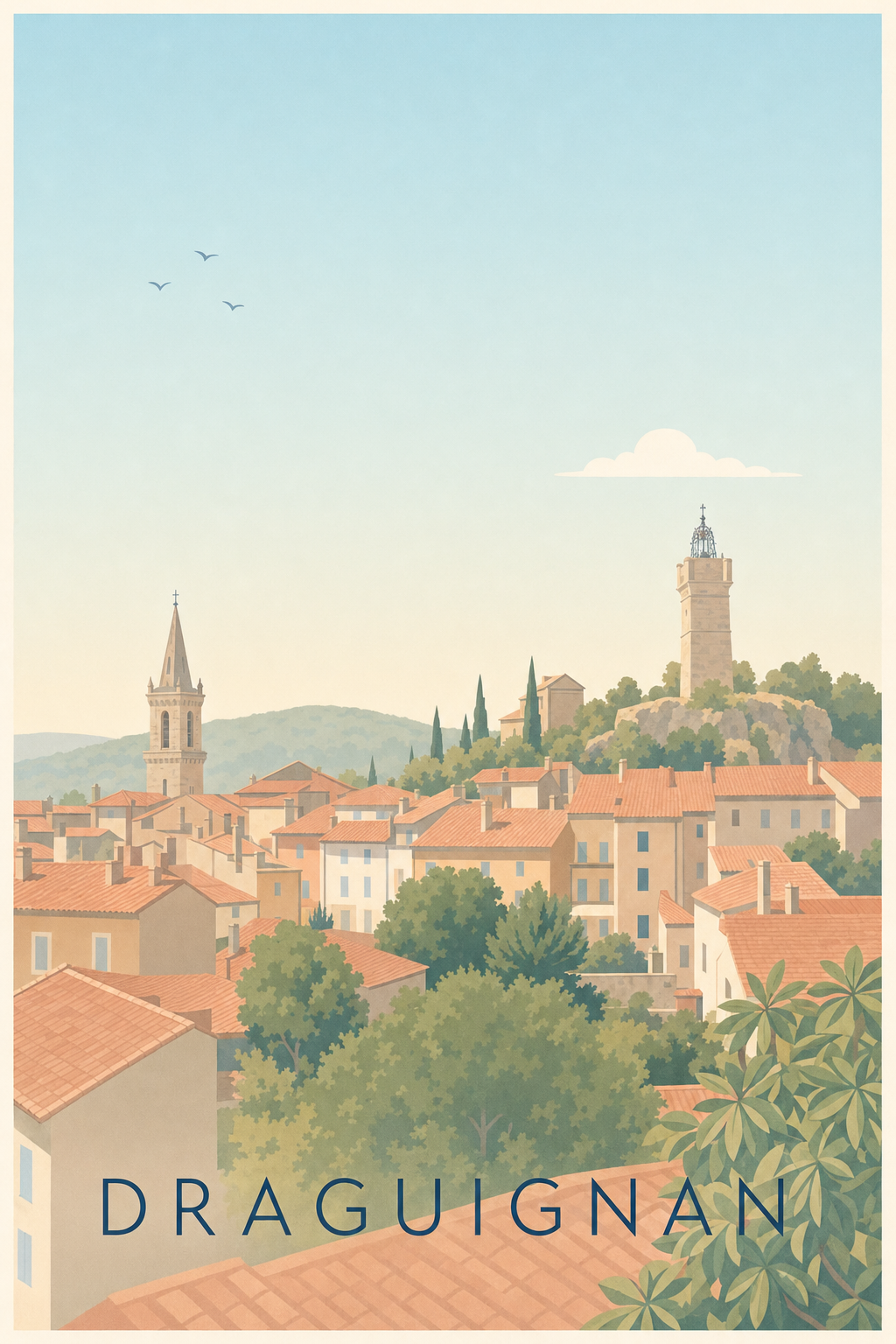 Affiche de Draguignan, poster de la Tour de l'Horloge
