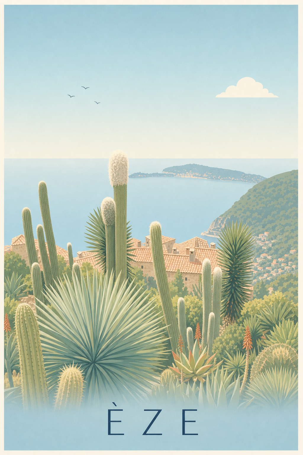Affiche d'Èze, poster jardin exotique